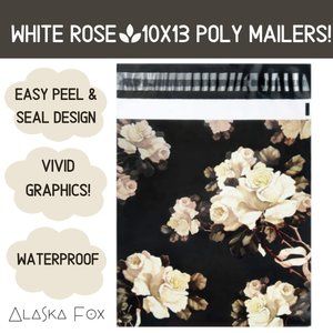 25 Pack 10X13 M&C White Rose Gold Flower Poly Mailers Unpadded Shipping Bags NEW